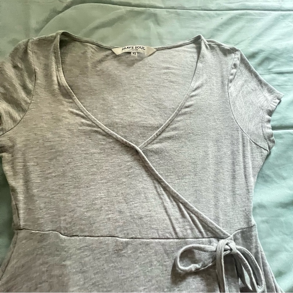 Brave Soul Light Gray High Low Wrap Dress - Picture 5 of 13